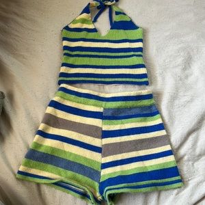 Princess polly matching knit striped set- halter and shorts